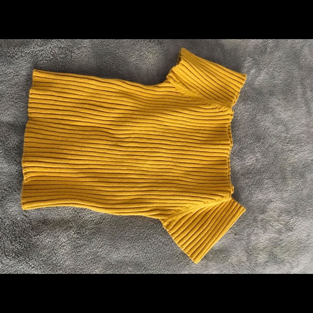 Off the shoulder yellow shirt